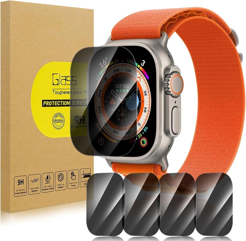 Lokyoo 5 Pack Privacy Screen Protector for Apple Wacth Ultra 49mm [Anti-Spy Tempered Glass] Easy Install, Tempered Glass Protector for Apple Wacth Ultra 49mm - Image 1